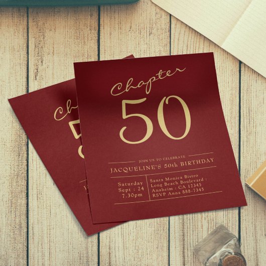 50e verjaardag Gold Burgundy - Begrotingsuitnodigi Flyer