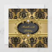 50e verjaardag Gold Damask Black 2 Kaart (Voorkant)