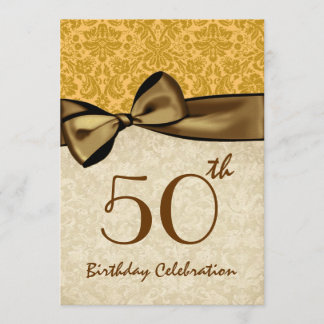 50e verjaardag GOLD Damask Bow Sjabloon W844 Kaart