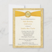 50e verjaardag - Gold Damask met monogram Kaart (Achterkant)