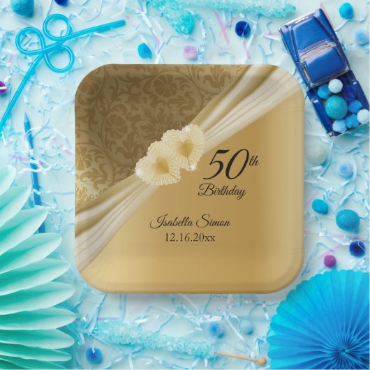 50e verjaardag - Gold Design Papieren Bordje (Feest)