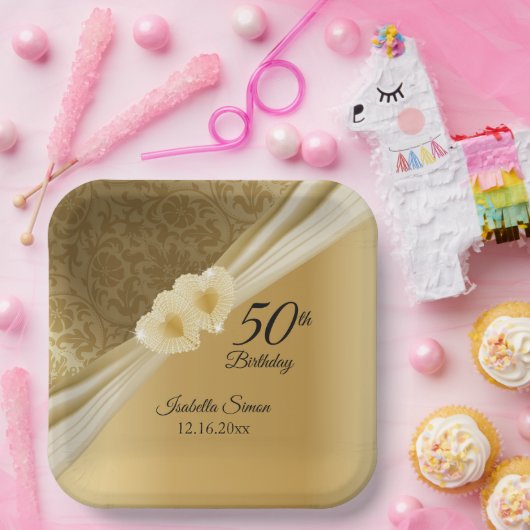 50e verjaardag - Gold Design Papieren Bordje (Feest)