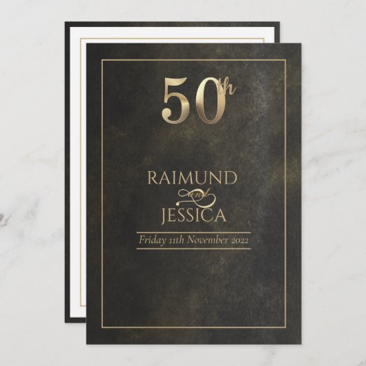 50e verjaardag Gold Dust Uitnodiging (Voorkant / Achterkant)