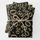 50e verjaardag Gold en zwart Random Number Pattern Inpakpapier Vel (In situ)