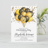 50e verjaardag Gold- en zwarte ballonnen op wit Kaart (Staand voorkant)