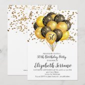 50e verjaardag Gold- en zwarte ballonnen op wit Kaart (Voorkant / Achterkant)