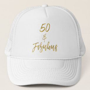 50e verjaardag Gold Foil en White Trucker Hat Trucker Pet