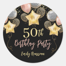 50e verjaardag Gold Glitter Confetti Balloons Blac