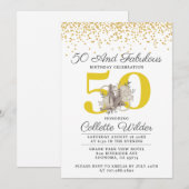 50e verjaardag Gold Glitter Confetti Black Kaart (Voorkant / Achterkant)
