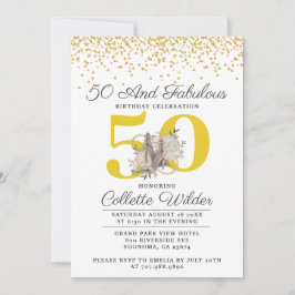 50e verjaardag Gold Glitter Confetti Black Kaart