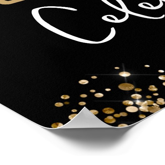 50e verjaardag Gold Glitter en Black Welcome Poster (Hoek)