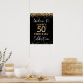 50e verjaardag Gold Glitter en Black Welcome Poster (Keuken)