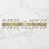 50e verjaardag Gold Glitter Faux Pink Party Waterfles Etiket (Enkel label)