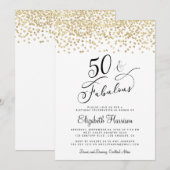 50e verjaardag Gold Glitter Kaart (Voorkant / Achterkant)