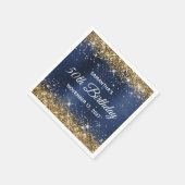 50e verjaardag Gold Glitter Navy Blue Folie Servet (Hoek)