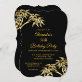 50e verjaardag Gold Golden Bamboo Black Kaart (Voorkant / Achterkant)