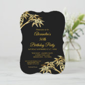 50e verjaardag Gold Golden Bamboo Black Kaart (Staand voorkant)