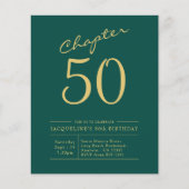 50e verjaardag Gold Green Budget Invitation Flyer (Voorkant)