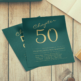 50e verjaardag Gold Green Budget Invitation Flyer
