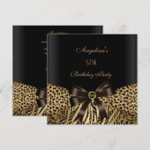 50e verjaardag Gold Leopard Brown Black Kaart (Voorkant / Achterkant)