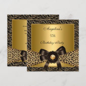 50e verjaardag Gold Leopard Coffee Brown Kaart (Voorkant / Achterkant)