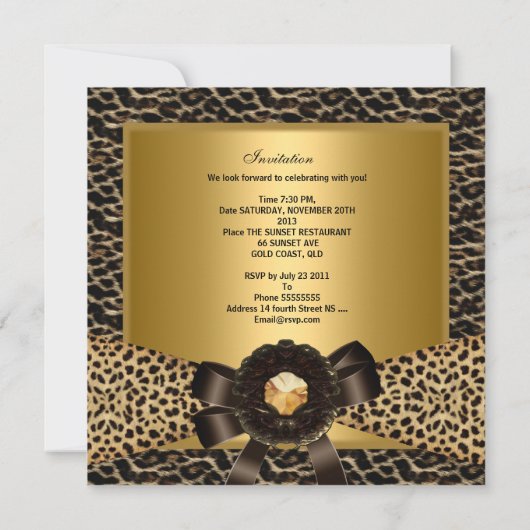 50e verjaardag Gold Leopard Coffee Brown Kaart (Achterkant)