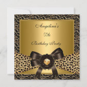 50e verjaardag Gold Leopard Coffee Brown Kaart (Voorkant)