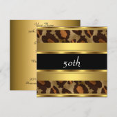 50e verjaardag Gold Leopard Kaart (Voorkant / Achterkant)
