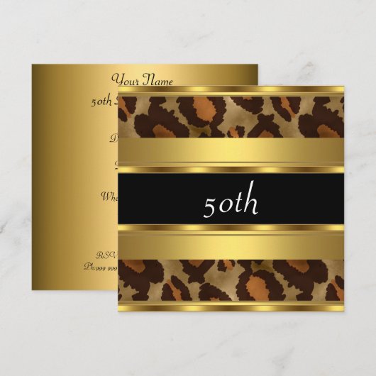 50e verjaardag Gold Leopard Kaart (Voorkant / Achterkant)