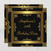 50e verjaardag Gold Metal & Black Any Kaart (Voorkant / Achterkant)