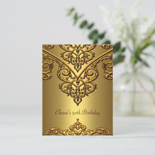 50e verjaardag Gold op Gold Overlay Kaart (Staand voorkant)