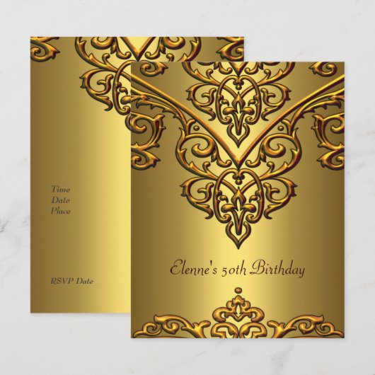 50e verjaardag Gold op Gold Overlay Kaart (Voorkant / Achterkant)