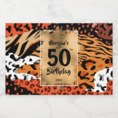 50e verjaardag Gold op Small Animal Print Mini Likeurfles Etiket (Enkel label)