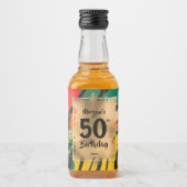 50e verjaardag Gold op Zebra Print Mini Likeurfles Etiket (Voorkant)