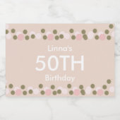 50e verjaardag Gold Pink Blush Confetti Likeurfles Etiket (Enkel label)