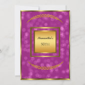 50e verjaardag Gold Pink Elegant Moderne Uitnodigi Kaart (Achterkant)