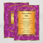 50e verjaardag Gold Pink Elegant Moderne Uitnodigi Kaart (Voorkant / Achterkant)