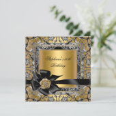 50e verjaardag Gold Silver Black Bow Kaart (Staand voorkant)