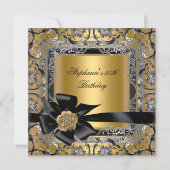 50e verjaardag Gold Silver Black Bow Kaart (Voorkant)