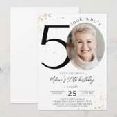 50e verjaardag Gold-uitnodiging met foto Kaart (Voorkant / Achterkant)