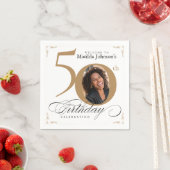 50e verjaardag Gold White Calligrafie Aangepaste f Servet (Insitu)