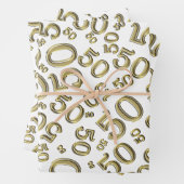 50e verjaardag Gold & White Random Number Pattern Inpakpapier Vel (In situ)