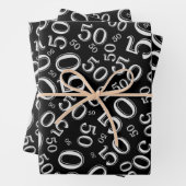 50e verjaardag Gold & White Random Number Pattern Inpakpapier Vel (In situ)