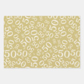 50e verjaardag Gold & White Random Number Pattern Inpakpapier Vel (Voorkant 2)