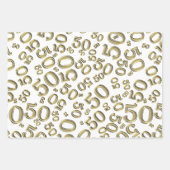 50e verjaardag Gold & White Random Number Pattern Inpakpapier Vel (Voorkant)