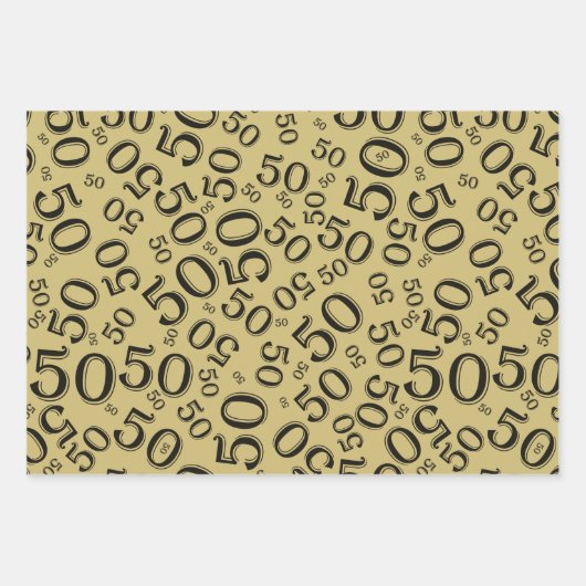 50e verjaardag Gold & White Random Number Pattern Inpakpapier Vel (Voorkant 2)