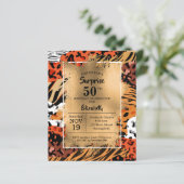50e verjaardag Gold Wild Animal Print Invitations (Staand voorkant)