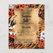 50e verjaardag Gold Wild Animal Print Invitations (Voorkant)