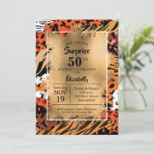 50e verjaardag Gold Wild Animal Print Invitations (Staand voorkant)