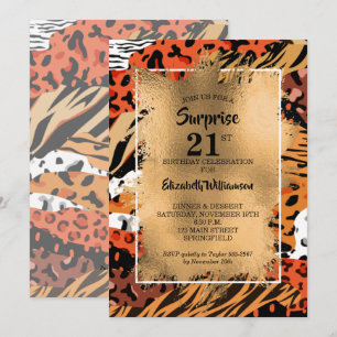 50e verjaardag Gold Wild Animal Print Kaart